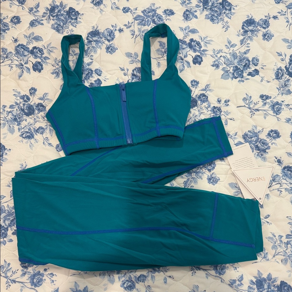 BuffBunny Teal Sports Bra and Leggings Set